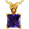 14k Yellow Gold 1ct Amethyst Princess-cut Necklace ( J/K, I2/I3 )