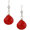 Sterling Silver Red Jade Briolette Earrings