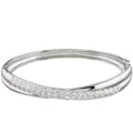 Brass Cross-over CZ Bangle Bracelet