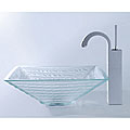 Kraus Clear Alexandrite Glass Vessel Sink and Somnium Faucet