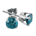 14k Gold 1/4ct TDW Blue Diamond Stud Earrings (I1-I2)