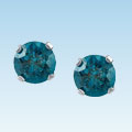14k Gold 1/2ct TDW Blue Diamond Stud Earrings (I1-I2)