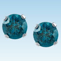 14k Gold 1 1/2ct TDW Deep Blue Diamond Earrings (I1-I2)