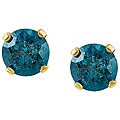 14k Gold 1/2ct TDW Blue Diamond Stud Earrings (I1-I2)