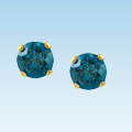 14K Gold 1/2ct TDW Blue Diamond Stud  Earrings
