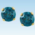 14k Gold 1 1/2ct TDW Deep Blue Diamond Earrings (I1-I2)