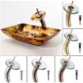 Kraus Amber Glass Sink and Waterfall Faucet