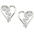 14k White Gold 1/4ct Diamond Heart Earrings