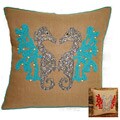 Monaco Beaded Seahorse Pillow