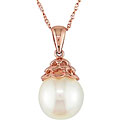 14k Pink Gold Freshwater Rice Pearl Necklace (9-10 mm)