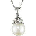 14k White Gold Freshwater Rice Pearl Necklace (9-10 mm)