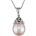 14k Gold Pink Freshwater Rice Pearl Necklace (9-10 mm)