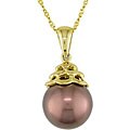 14k Yellow Gold Freshwater Brown Pearl Pendant (8.5-9mm)