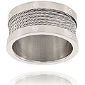 Wide Stainless Steel Ring with Cables