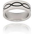Polished Stainless Steel Ring with Black Lines