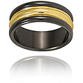 Gold and Black-plated Polished Stainless Steel Ring