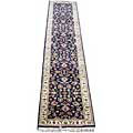 Indo Mahal Navy/ Ivory Wool Rug (2'9 x 14')