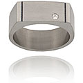 Brushed and Polished Titanium Ring with CZ