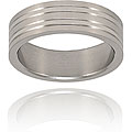 Grooved Brushed and Polished Titanium Ring