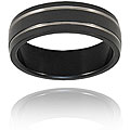 Black-plated Titanium Ring with Grooved Lines