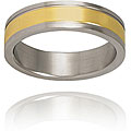 Gold Plated Grooved Polished Titanium Ring
