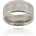 Polished Tungsten Band with Laser Cross Design (10 mm)