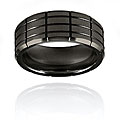 Black-plated Tungsten Beveled Edge Grooved Band (9 mm)