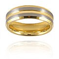 Beveled Edge Grooved Goldplated Tungsten Ring