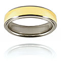Ridged Edge Polished Goldplated Tungsten Ring