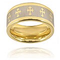 Tungsten Laser Cross Goldplated Polished Band (10 mm)
