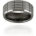 Beveled Edge Grooved Tungsten Ring