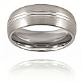 Tungsten Grooved Brushed and Polished Ring