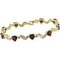 18k Goldplated Garnet and Diamond Bracelet