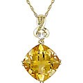 10k Gold Diamond and Citrine Square Necklace