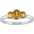 10k White Gold .02ct Diamond and Oval Citrine Ring