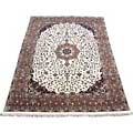 Indo Kashan Ivory/ Camel Wool Rug (8' x 11'6)