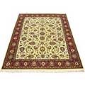 Indo Sarouk Hand-knotted Ivory/ Red Rug (9'2 x 12')