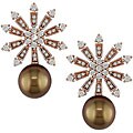 18k Gold Tahitian Pearl/ 1ct TDW Diamond Earrings (G-H-I, SI2-I1) (9-10 mm)