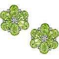 10k Gold Diamond and Peridot Flower Earrings