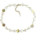 Goldplated Silver Disc and FW Coin Pearl Necklace (11-12 mm)