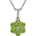 10k Gold Peridot and Diamond Flower Necklace
