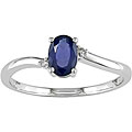 10k Gold Oval Blue Sapphire and Diamond Ring