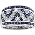 18k Gold 1/4ct TDW Diamond and Blue Sapphire Ring (G-H, SI)