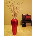 Red Lacquer Bamboo Vase with Red Dogwood Branches