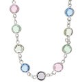 Rhodium-plated Multi-colored CZ Circle Necklace