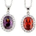 Rhodium-plated Oval Cubic Zirconia Necklace