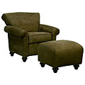 Dark Moss Microfiber Capri Armchair and Ottoman