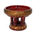 Red Lacquer Platter Holder w/ Stained Glass