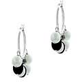 Sterling Silver FW Pearl and Onyx Hoop Earrings