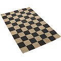 Checkerboard Black/ Tan Wool Rug (5' x 8')
